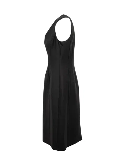 Ferragamo Corseted Midi Dress In Black