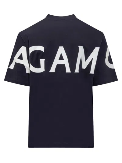 Ferragamo Short Sleeved T-shirt With Graphic Logo In Blue