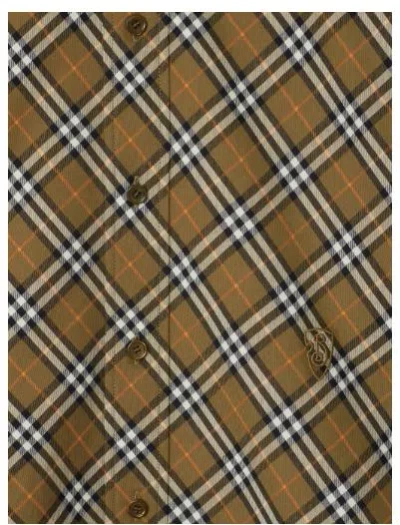 Burberry Check Cotton Shirt Cuffed Sleeves In Oxide Ip Check