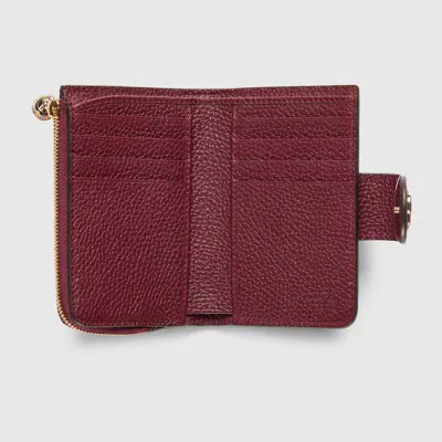 Gucci Medium Double G Bamboo Wallet In Red