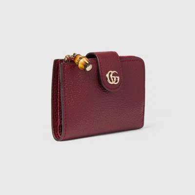 Gucci Medium Double G Bamboo Wallet In Red
