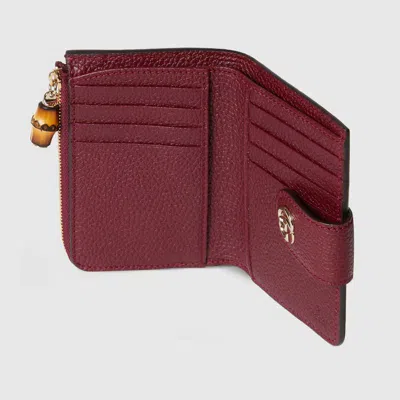 Gucci Medium Double G Bamboo Wallet In Red