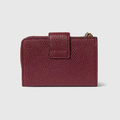 Gucci Medium Double G Bamboo Wallet In Red