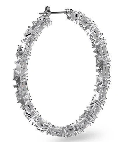 Swarovski Millenia Triangle Cut Hoop Earrings In Rhodium Plated In Multicolor