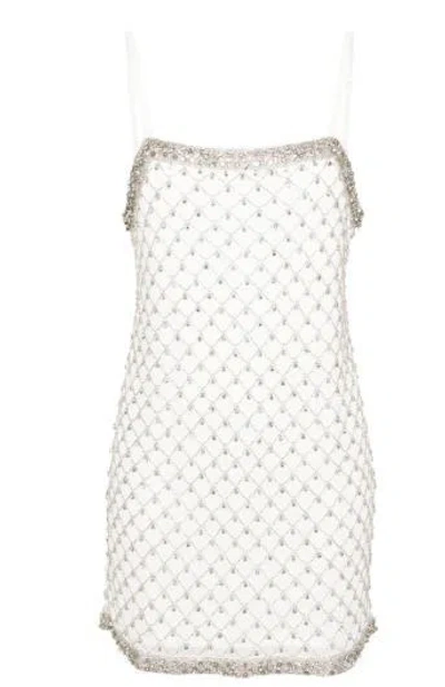 Pinko Crystal-embellished Mini Dress In White