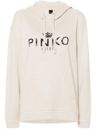 Pinko Bassani Hoodie In Beige