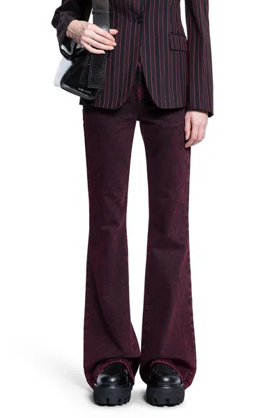 Alexander Mcqueen Denim Flared Pants In Red