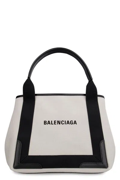 Balenciaga Md Navy Cabas Canvas Tote Bag In Green