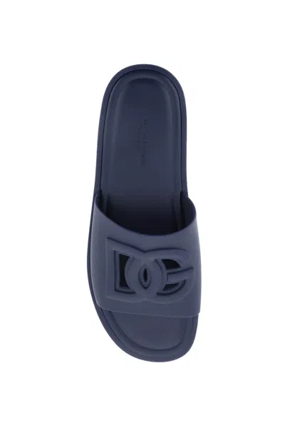 Dolce & Gabbana Dg Rubber Slides In Blue