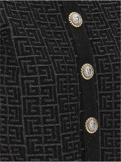 Balmain Pb Labyrinth Knit Cardigan In Black