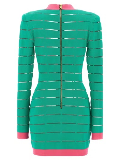 Balmain Two-tone Knit Dress Featuring Button Detailing