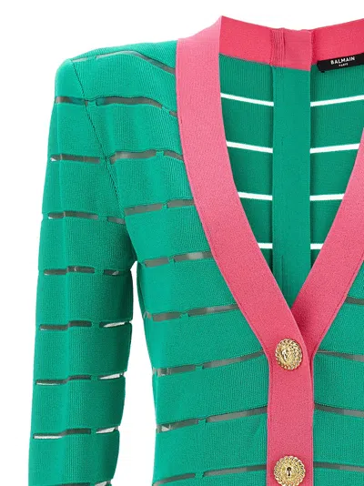 Balmain Two-tone Knit Dress Featuring Button Detailing