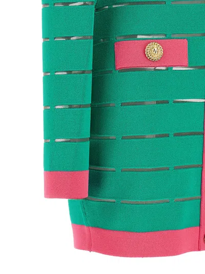 Balmain Two-tone Knit Dress Featuring Button Detailing