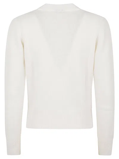 Baserange White Wool V-necked Cardigan