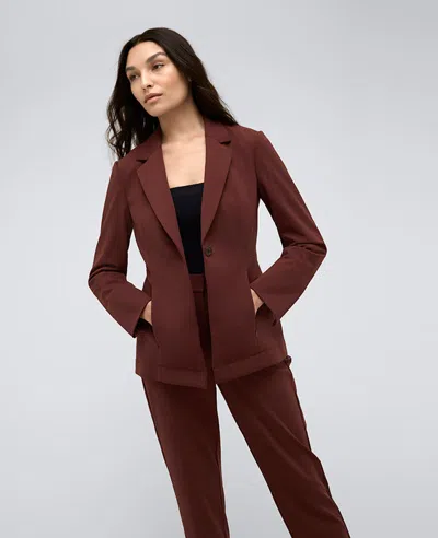 Kenneth Cole Athletic Stretch One Button Notch Collar Blazer In Deep Chestnut