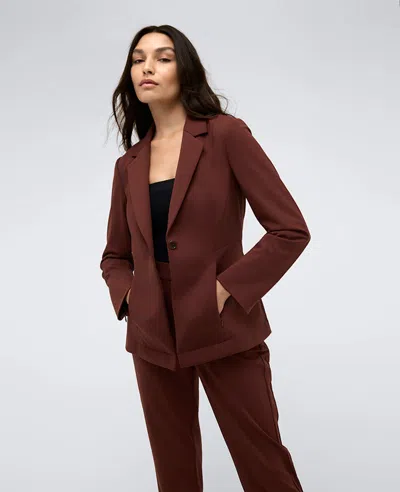 Kenneth Cole Athletic Stretch One Button Notch Collar Blazer In Deep Chestnut