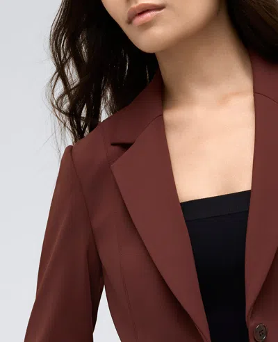 Kenneth Cole Athletic Stretch One Button Notch Collar Blazer In Deep Chestnut