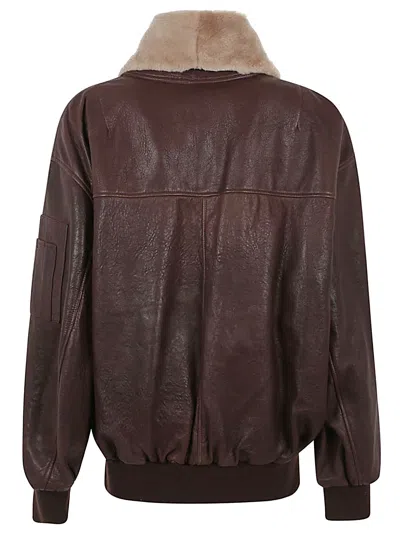 Enes Dark Brown Vivienne Leather Jacket In Brown