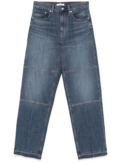 Helmut Lang Women's Frayed-hem Straight-leg Carpenter Jeans In Blue