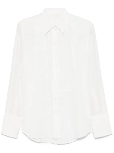 Helmut Lang Women's Lace-trimmed Bib-front Chiffon Shirt