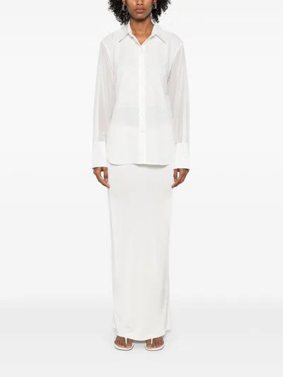 Helmut Lang Women's Lace-trimmed Bib-front Chiffon Shirt