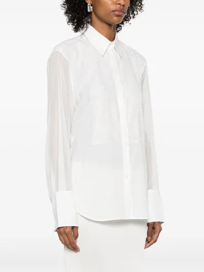 Helmut Lang Women's Lace-trimmed Bib-front Chiffon Shirt