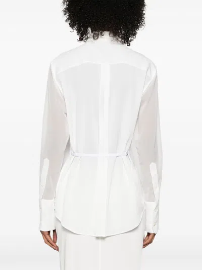 Helmut Lang Women's Lace-trimmed Bib-front Chiffon Shirt