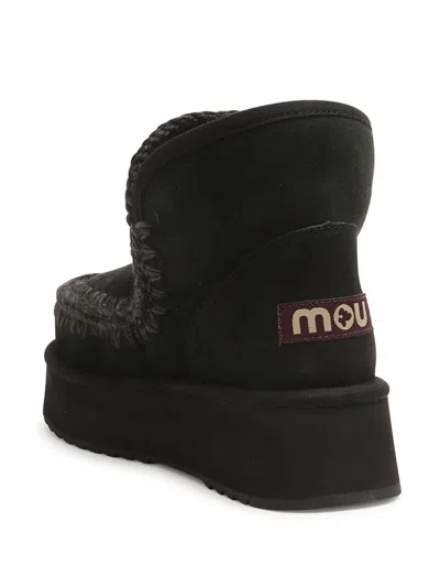 Mou Mini Eskimo Platform High Heels Ankle Boots In Black Suede