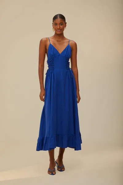 Farm Rio Blue Midi Dress In Blue