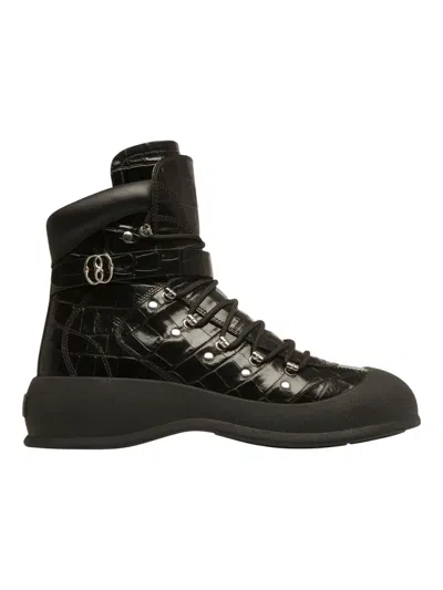 Bally Clyff Crocodile-embossed Boots In Black