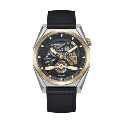 Heritor Automatic Amadeus Semi-skeleton Leather-band Watch In Gold