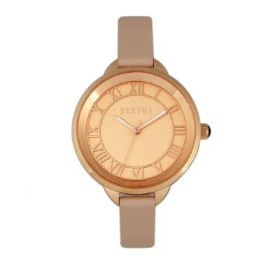 Bertha Madison Sunray Dial Leather-band Watch In Pink