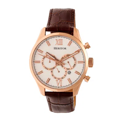 Heritor Automatic Benedict Leather-band Watch With Day & Date In Multi