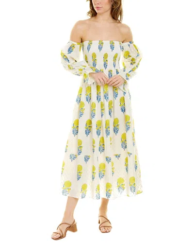Ash & Eden Saira Midi Dress In Yellow