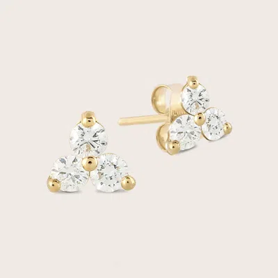 Pajure 14k Gold Lab Grown Diamond Triplet Stud Earrings In Gold