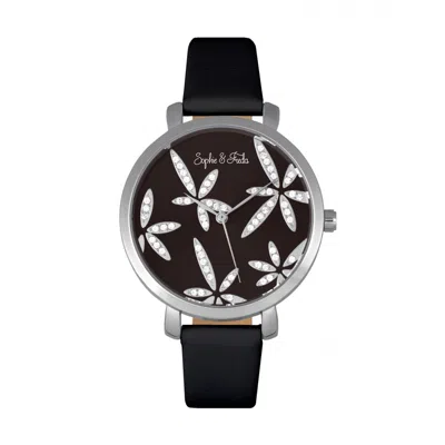 Sophie And Freda Key West Leather-band Watch With Swarovski Crystals In Silver