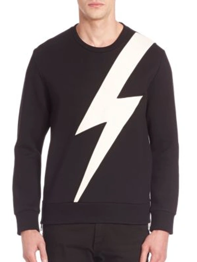 Shop Neil Barrett Printed Sweatshirt With Side Zipper In Black Multi