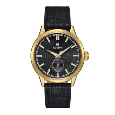 Heritor Automatic Argento Leather-band Watch In Gold