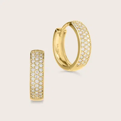 Pajure 14k Gold Lab Grown Diamond Pavé Huggie Hoop Earrings In Gold