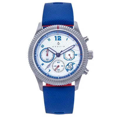 Nautis Meridian Chronograph Quartz White Dial Mens Watch Naun100-5 In Blue