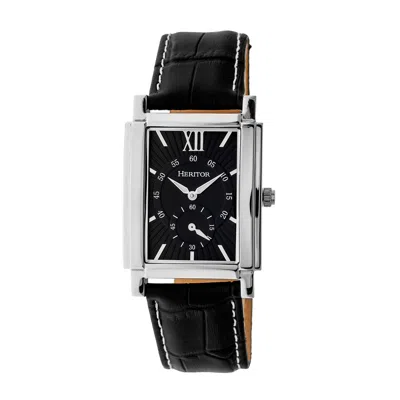 Heritor Automatic Frederick Leather-band Watch In Silver