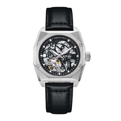 Heritor Automatic Elliott Leather-band Watch In Black