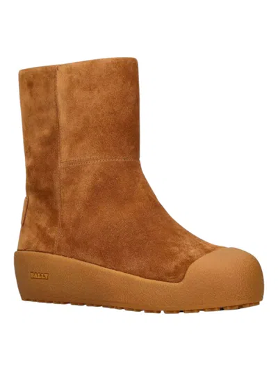 Bally Gstaad 6302963 Women's Camel Suede Leather Shirling Lined Boots In Brown