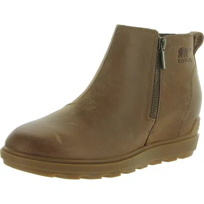 Sorel Evie Ll Zip Womens Leather Ankle Wedge Boots In Multi