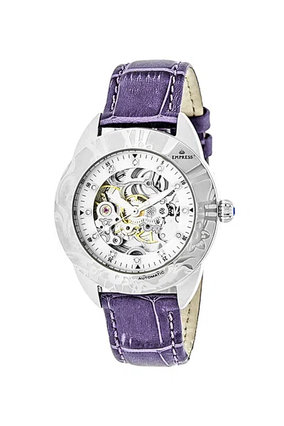 Empress Godiva Automatic Lavender Leather Watch 38mm In Silver