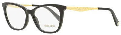 Roberto Cavalli Women's Rectangular Eyeglasses Rc5095 001 Black/gold 54mm In Multi