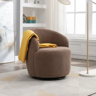 Streamdale Furniture Streamdale Teddy Fabric Swivel Accent Armchair Barrel Chair With Powder