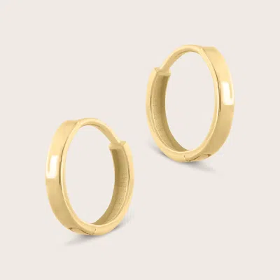 Pajure 14k Gold 10mm Flat Huggie Hoop Earrings In Gold