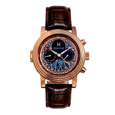Heritor Automatic Legacy Leather-band Watch With Day & Date In Brown