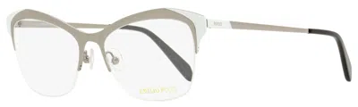 Pucci Women's Geometric Eyeglasses Ep5074 008 Ruthenium/white/black 53mm In Multi